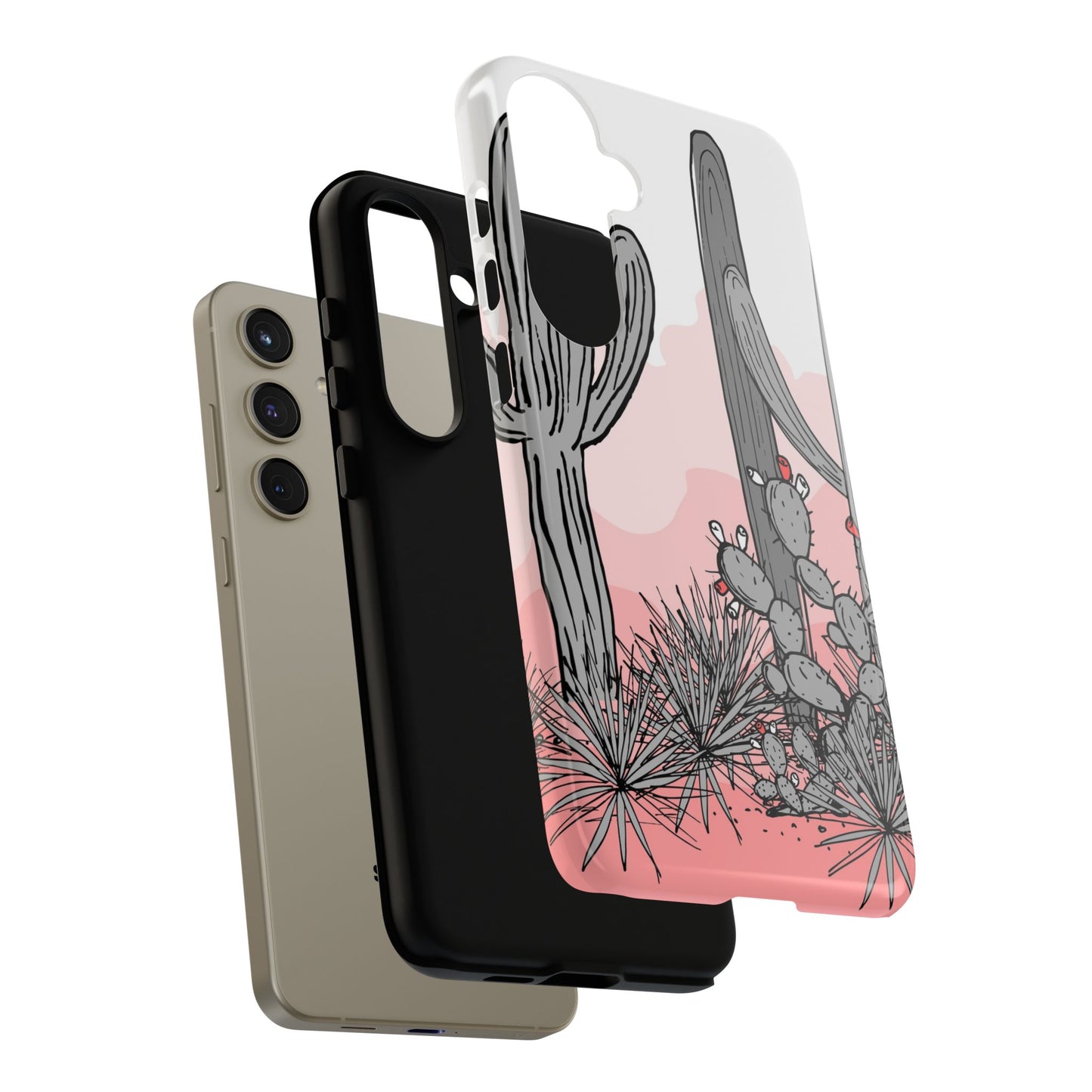 Pastel Cactus Sunset Protective Phone Case