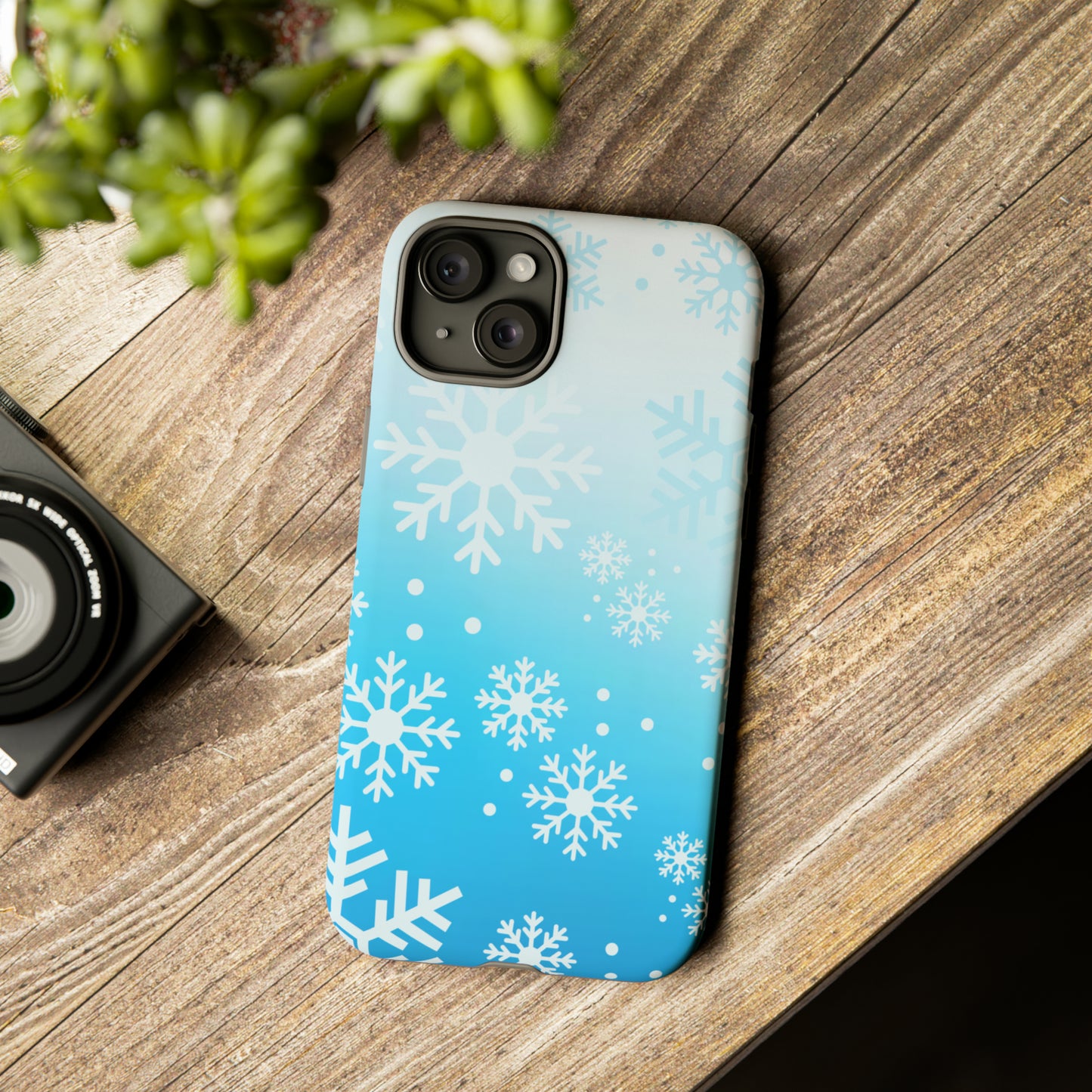 Winter, frozen, snowflake ombré protective phone case for Google, Samsung and IPhone