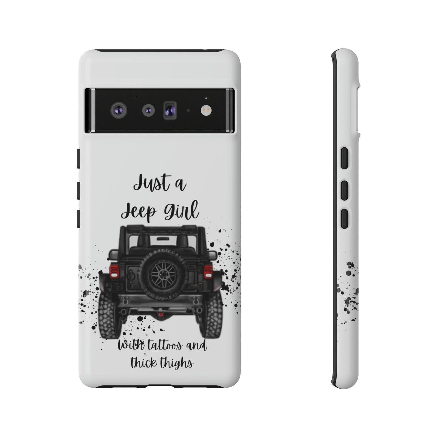 Off Road Girl with Tattoos and Thick Thighs Black Protective Phone Case