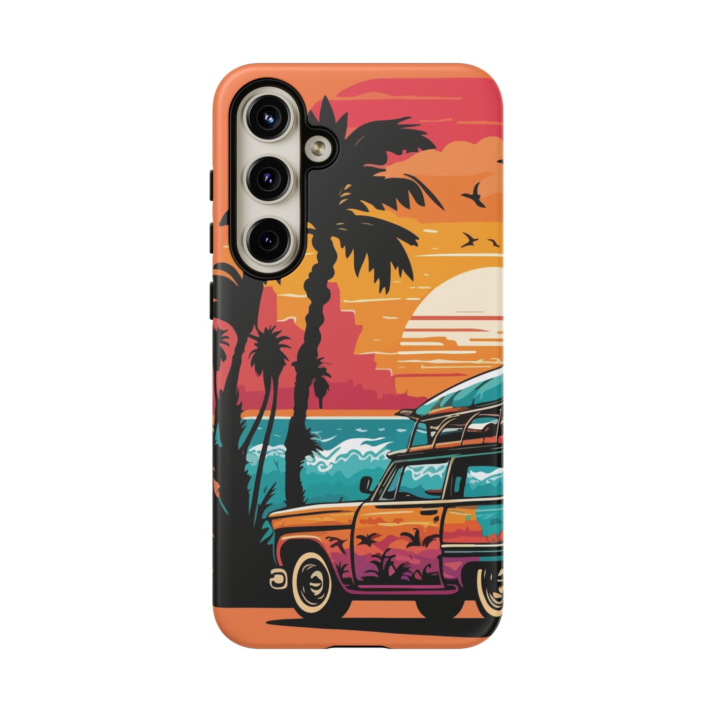 Summer Retro Sunset Protective Phone Case