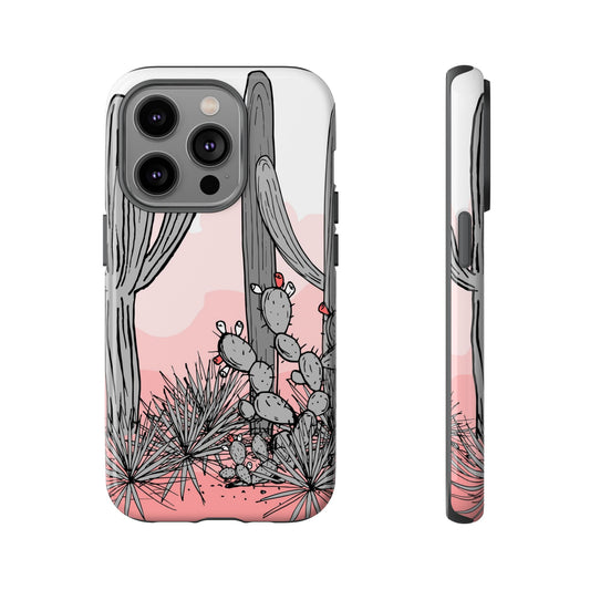 Pastel Cactus Sunset Protective Phone Case