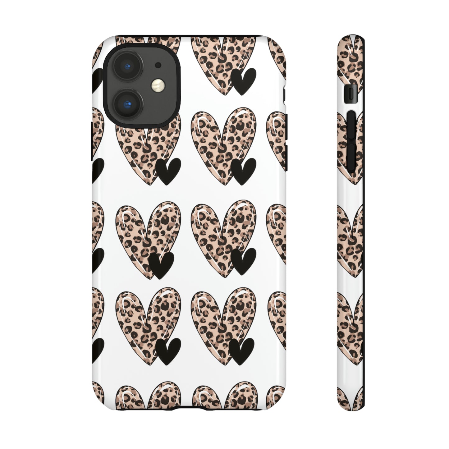 Leopard Hearts Protective Case for IPhone. Samsung and Google phones