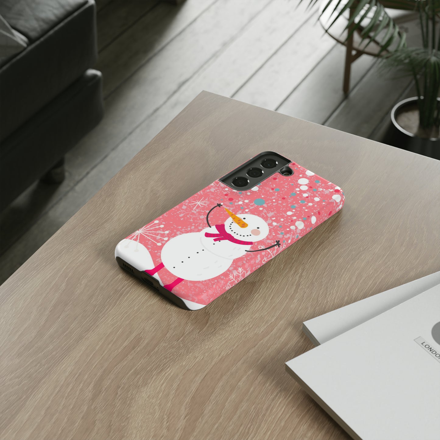 Pink Snowman Protective Case for Iphone, Samsung and a Google phones