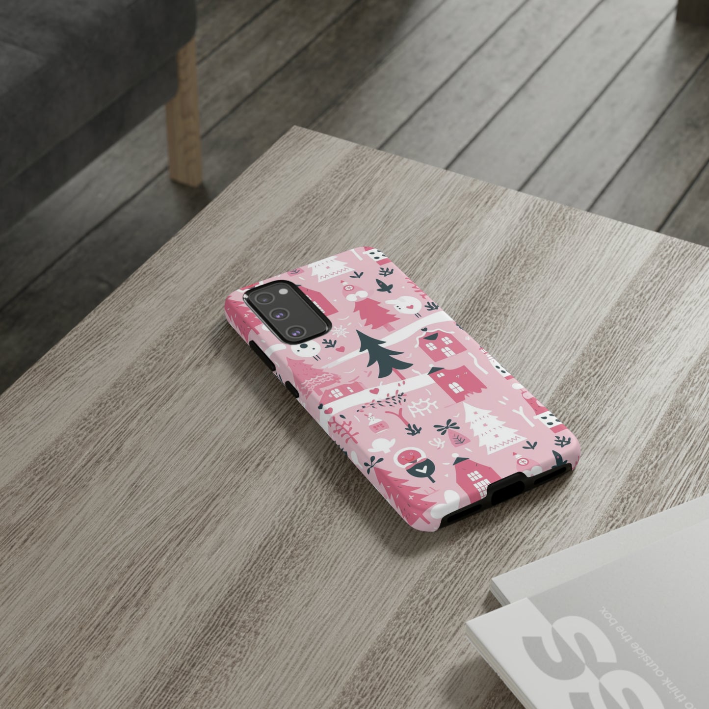 Pink Christmas Design Protective Case for Iphone, Samsung and Google Phones