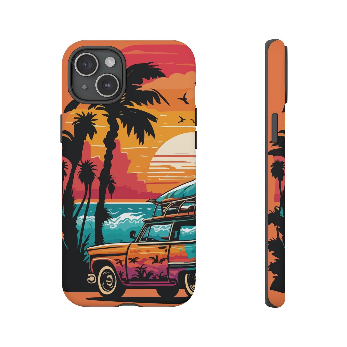 Summer Retro Sunset Protective Phone Case
