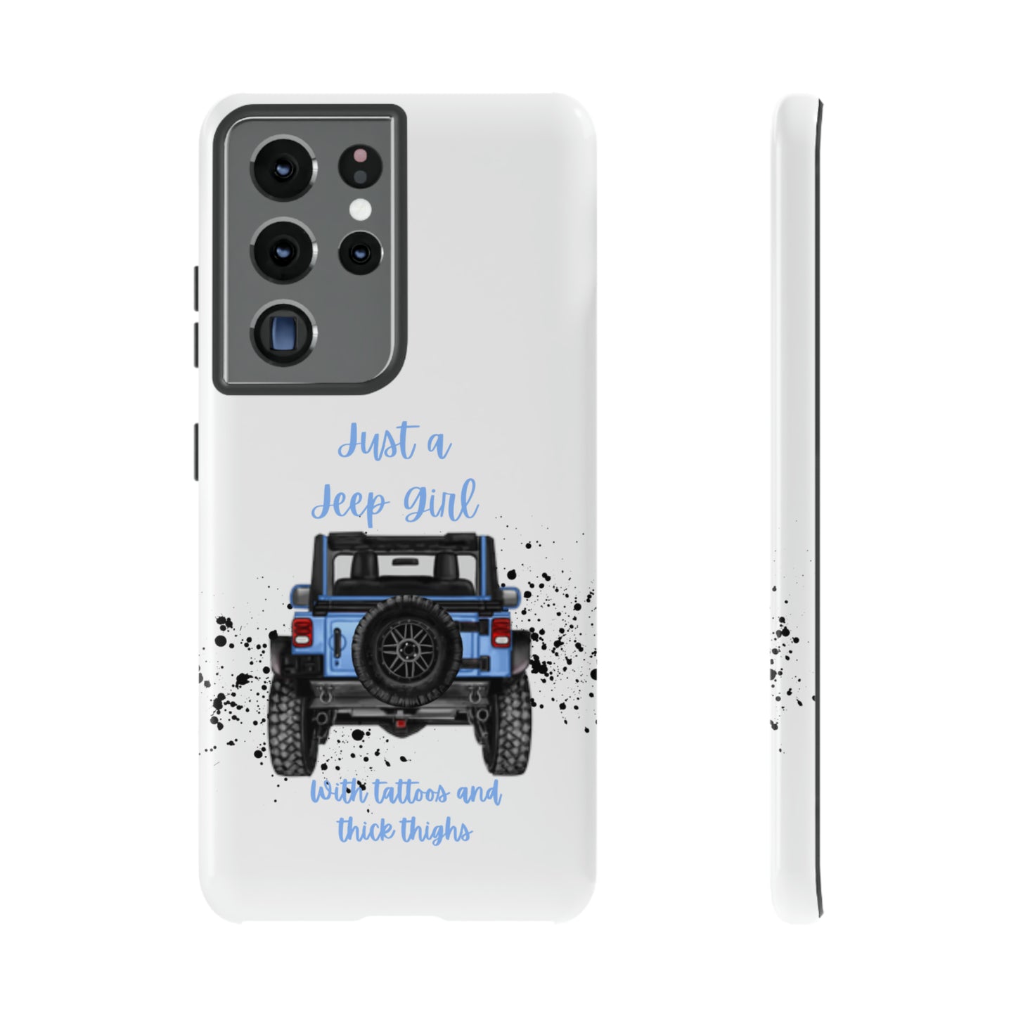 Off Road Girl with Tattoos and Thick Thighs Blue Protective Phone Case