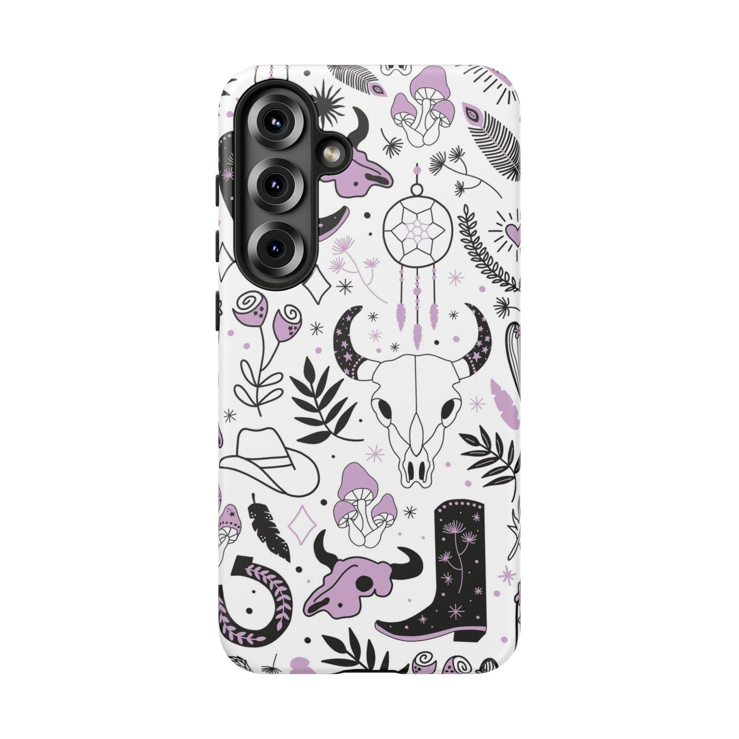 Purple and Black Western Protective Drop Proof Case Iphone, Samsung and Google phones