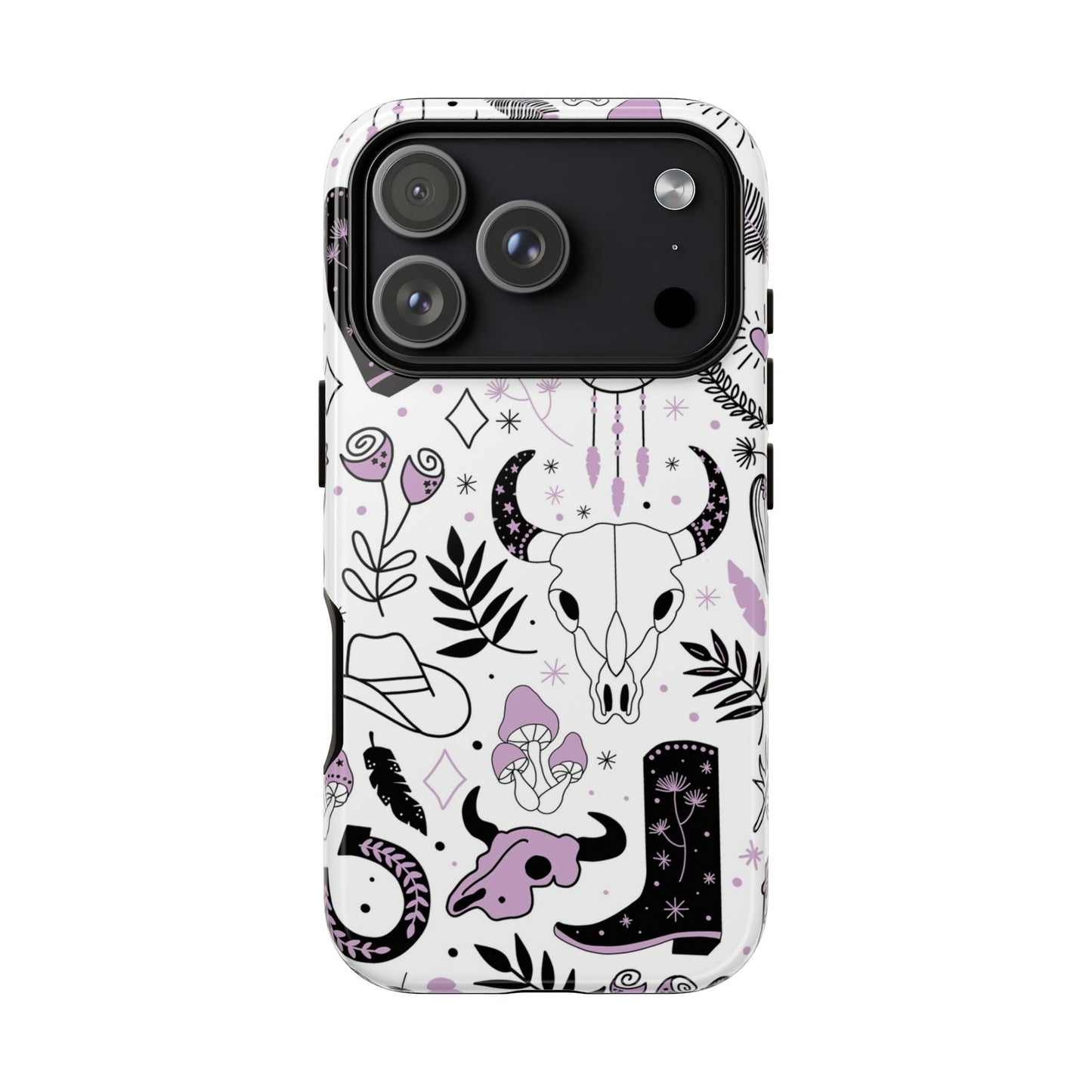 Purple and Black Western Protective Drop Proof Case Iphone, Samsung and Google phones