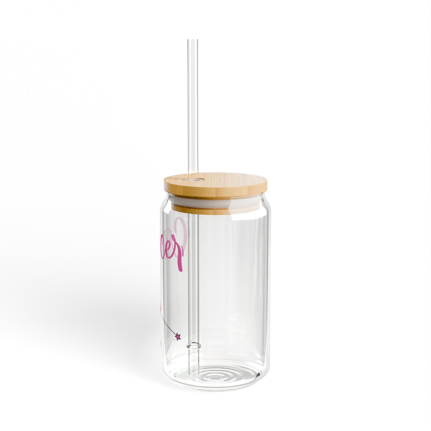 Cancer 16oz Glass Can with Lid and Straw