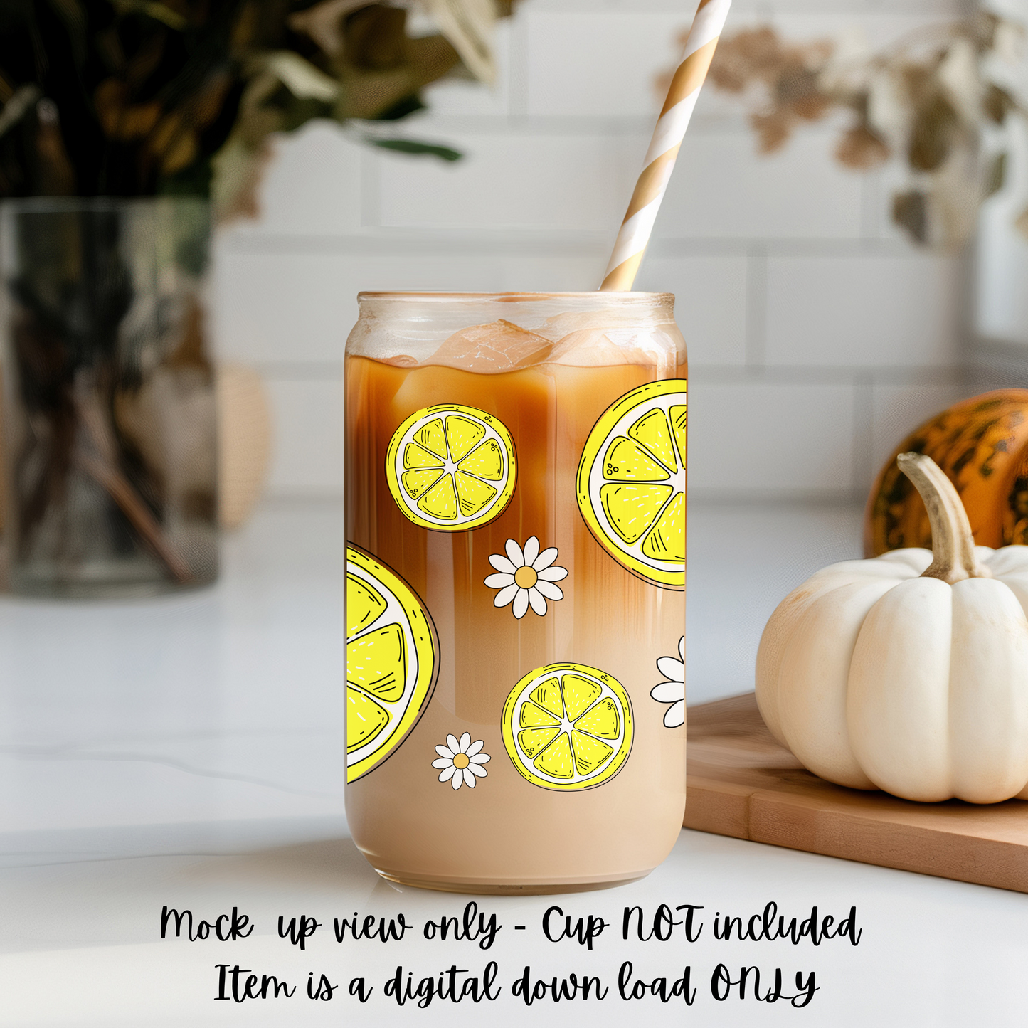 Digital Download - Lemon Flower Wrap For Libby Cups