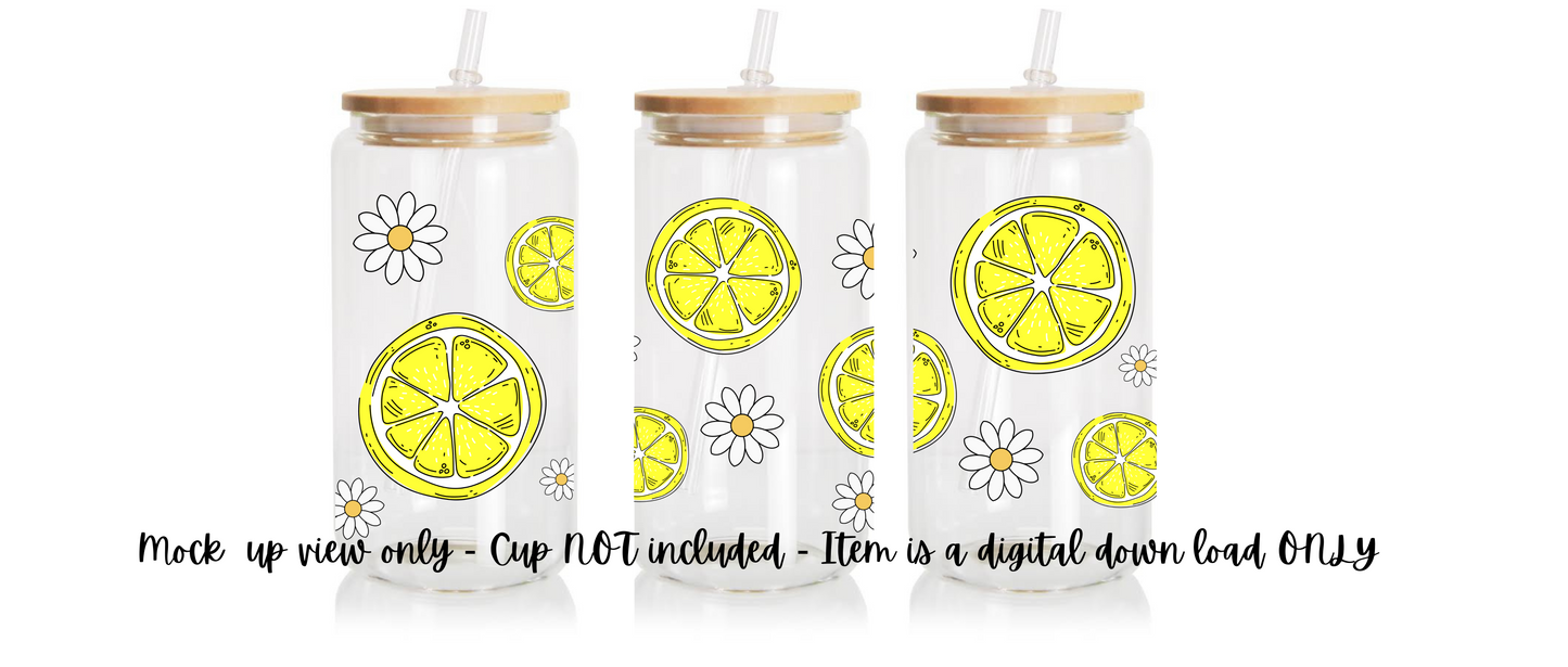 Digital Download - Lemon Flower Wrap For Libby Cups