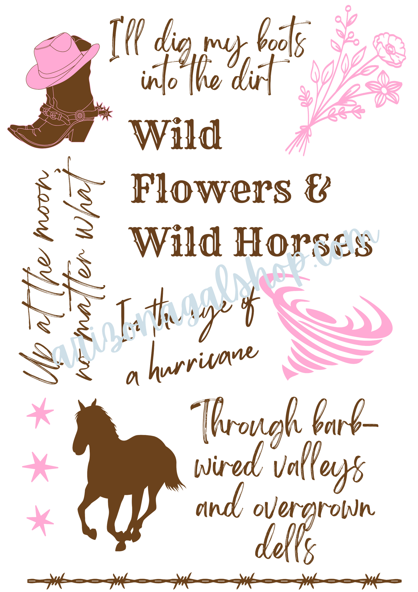 Digital Design -  Wildflowers and Wild Horses wrap design is made for Libby Cups.