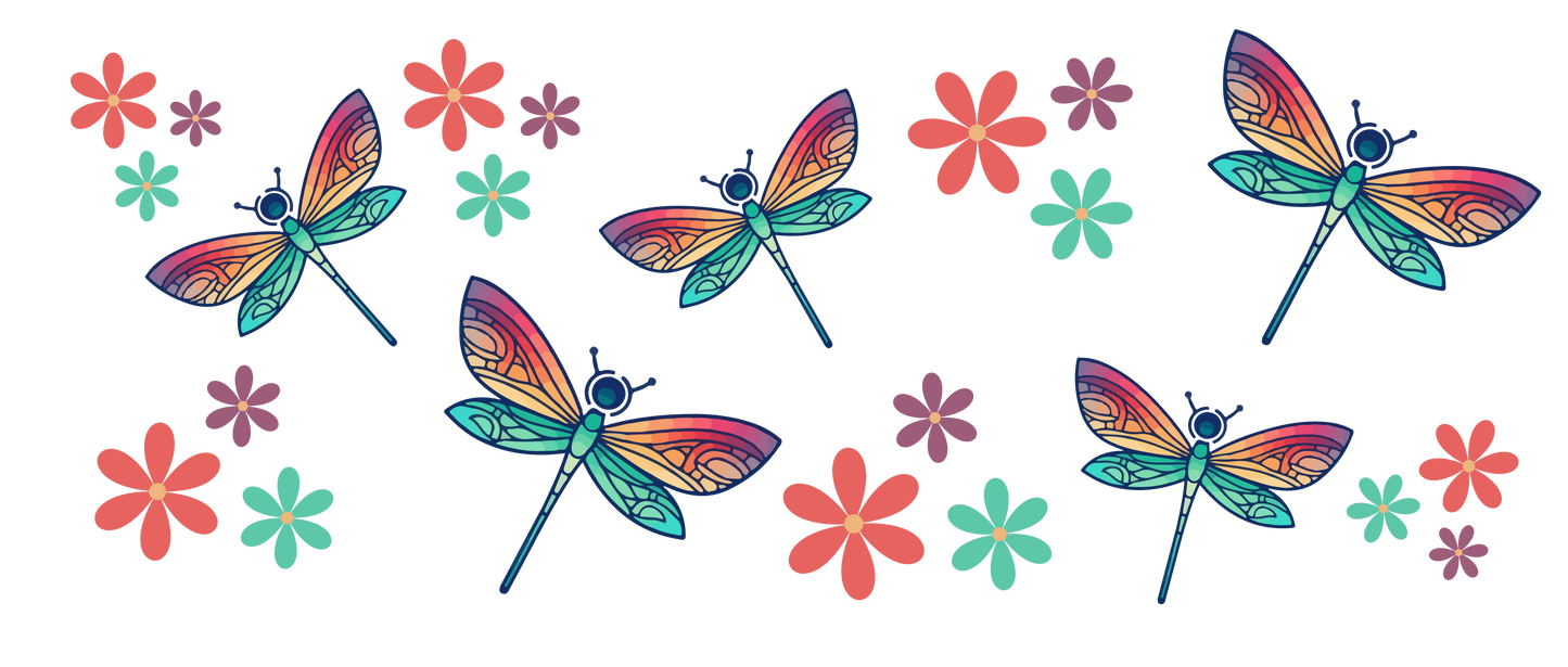 Digital Download - Dragonfly Flower Wrap Design For Libby Cups