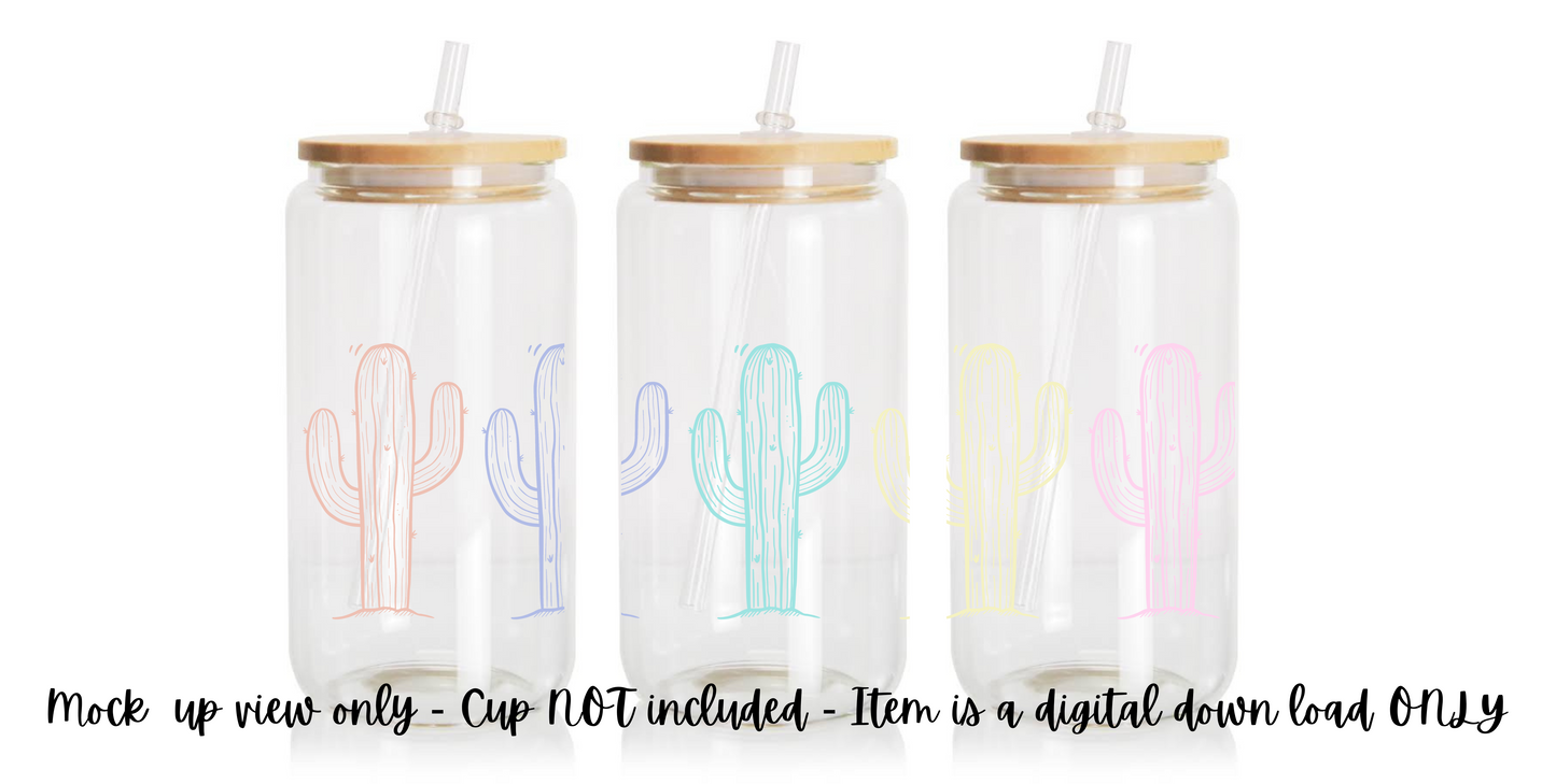 Digital Design - Pastel Cactus Wrap design is made for Libby Cups.